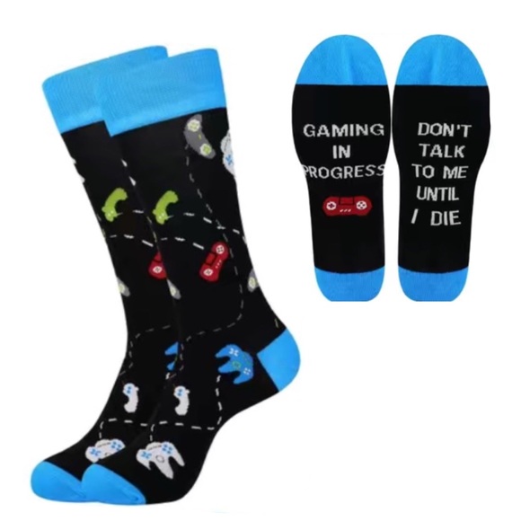 🍒🍒 BUNDLE ONLY Gaming In Progress Don’t Talk To Me Until I Die Crew Socks - Picture 3 of 5